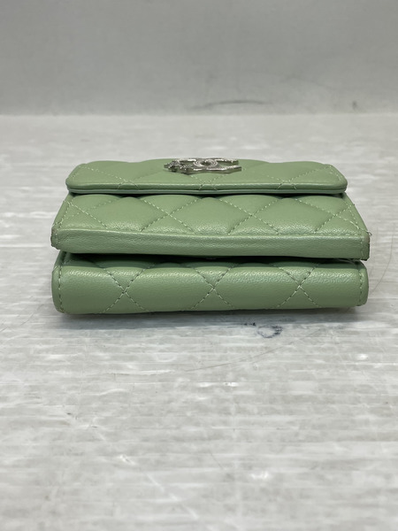 CHANEL スターココ マトラッセ スモールフラップウォレット グリーン X7P0LG50