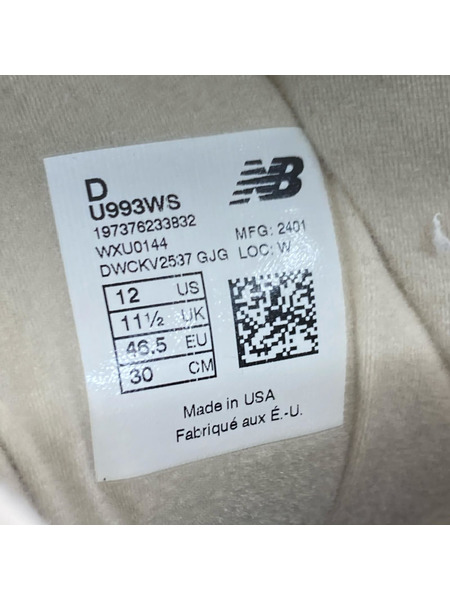 NEW BALANCE USA製 U993WS Sea Salt 30.0cm