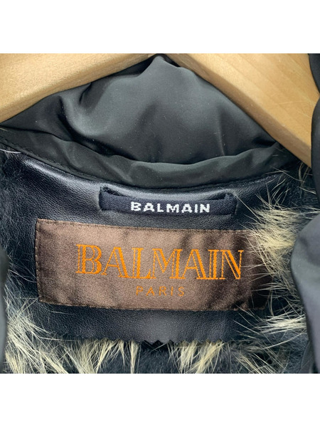BALMAIN ダウンジャケット 襟ダウンフォックスファージャケット 黒