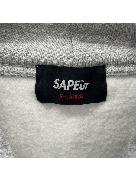 SAPeur ファイヤーロゴスウェットプルパーカー(XL)グレー