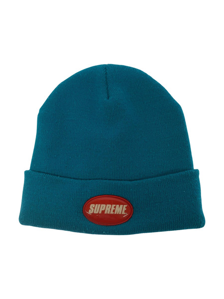 Supreme 18ss Rubber Patch Beanie BLU