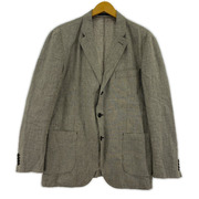 LAND'S END テーラードジャケット・ブレザー 千鳥格子 リネン テーラードジャケット ベージュ