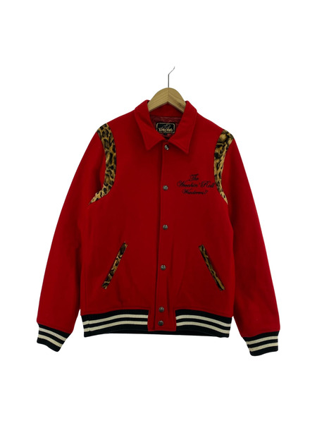 ジャケット KING MOB ウール レオパード ジャケット 赤 M