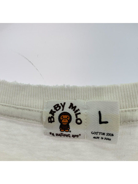 A BATHING APE 長袖Tシャツ・カットソー BABY MILO ビッグプリントTee L WHT