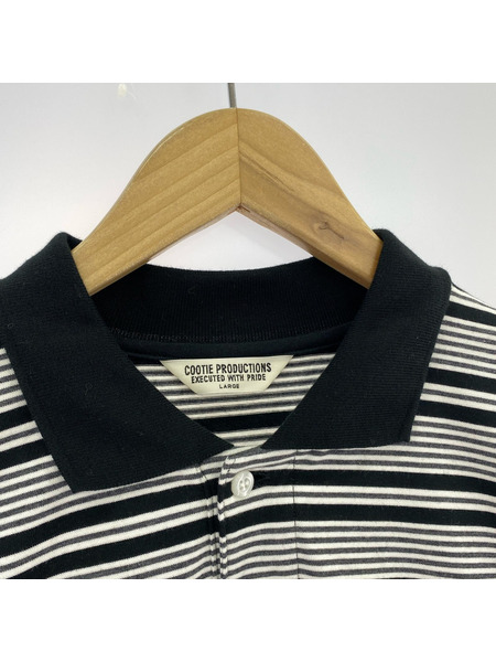 COOTIE 長袖Tシャツ・カットソー ボーダー ポロ L/Sカットソー モノトーン (L)