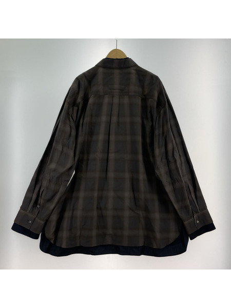 stein 長袖シャツ 23ss Oversized Layered Shirt  L ブラウン