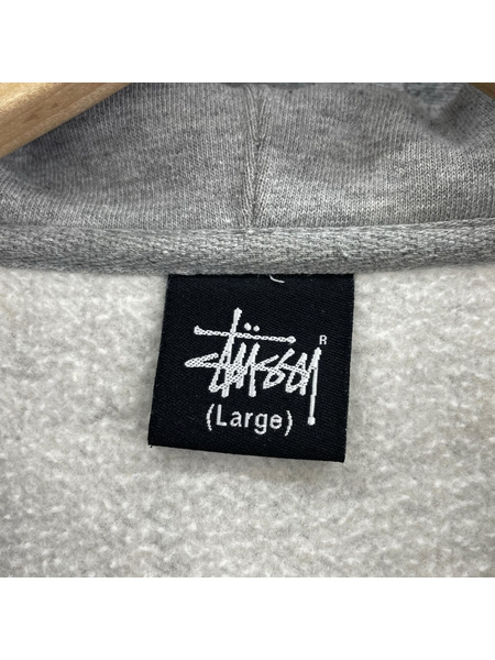 STUSSY パーカー PO ロゴプリントパーカー (L)グレー