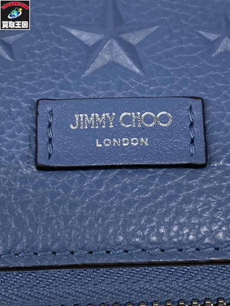 コンパクトウォレット JIMMY CHOO Lawrence ディープデニム エンボス加工