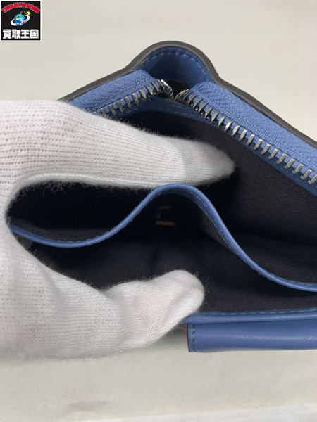 コンパクトウォレット JIMMY CHOO Lawrence ディープデニム エンボス加工