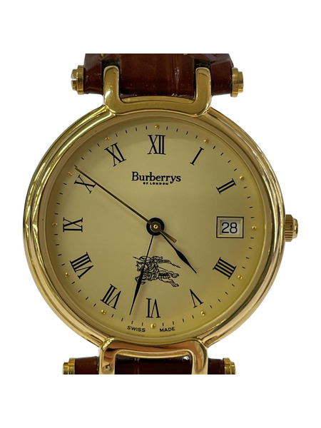 BURBERRY メンズ時計 クウォーツ 腕時計 レザーベルト ブラウン