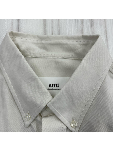 AMI paris 半袖シャツ ロゴ ベージュ（M）