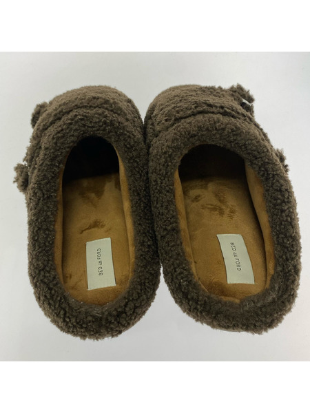 BED J.W. FORD×SUBU TEDDY モンクストラップボアミュール 茶
