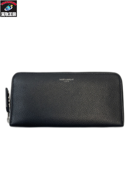 SAINTLAURENT サンローラン レザー ロングウォレット 長財布 ラウンドジップ ブラック