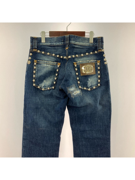 DOLCE&GABBANA デニム・ジーンズ ボールスタッズ インディゴ(44)