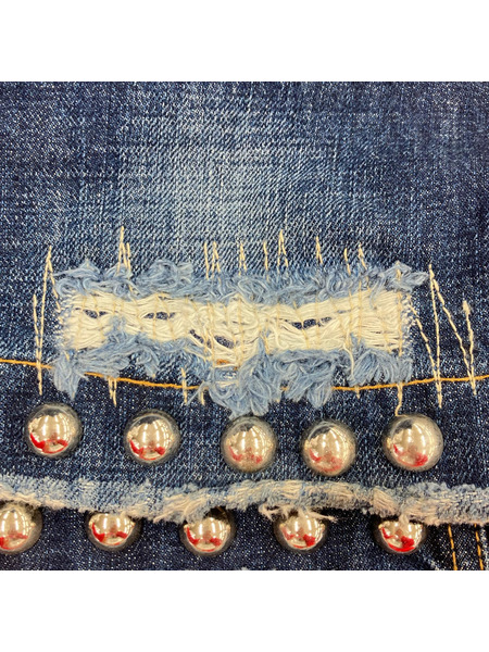 DOLCE&GABBANA デニム・ジーンズ ボールスタッズ インディゴ(44)