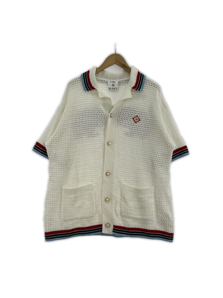 CASABLANCA SPORTY FAUX CROCHET SHIRT L ホワイト MS25-KW-920-01