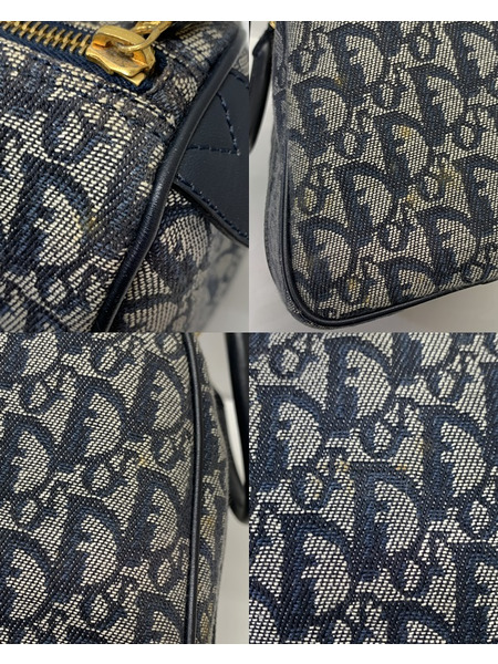 Christian Dior トロッター ミニボストンバッグ ネイビー ダメージあり クリスチャン ディオール ハンドバッグ 