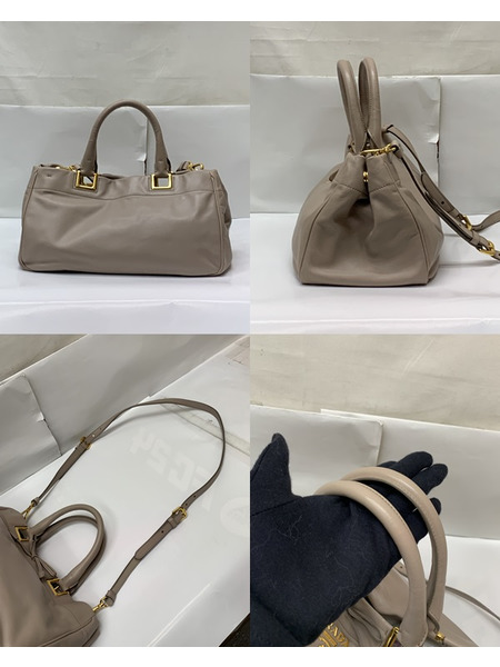 PRADA 2WAY バッグ グレージュ 開封品 ダメージあり プラダ ハンドバッグ ショルダーバッグ レザーバッグ