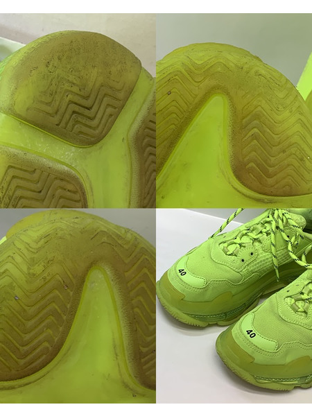 BALENCIAGA Tirple S Size40 544351 ネオンイエロー 開封品 バレンシアガ トリプルS クリアソール スニーカー 靴  蛍光カラー
