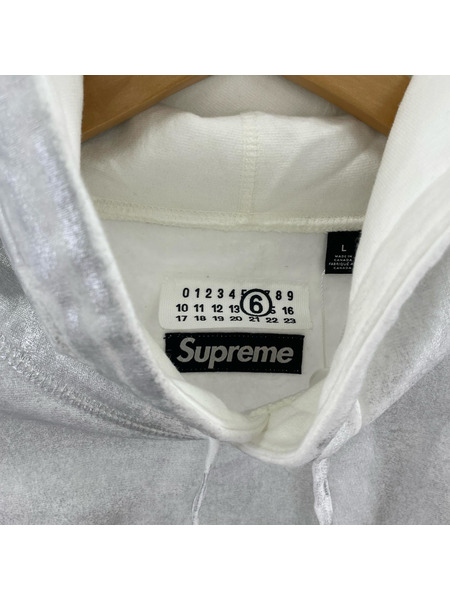 Supreme×MM6 24SS Foil Box Logo Hooded Sweatshirt White L