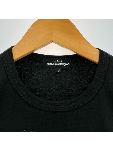 tricot COMME des GARCONS 半袖Tシャツ・カットソー 花柄 黒 (S)