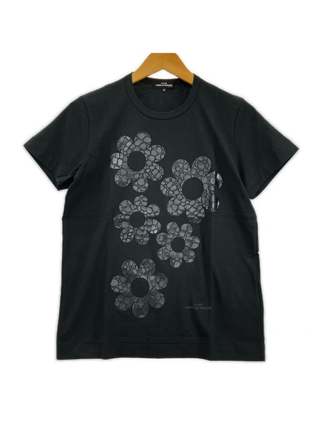 tricot COMME des GARCONS 半袖Tシャツ・カットソー 花柄 黒 (S)