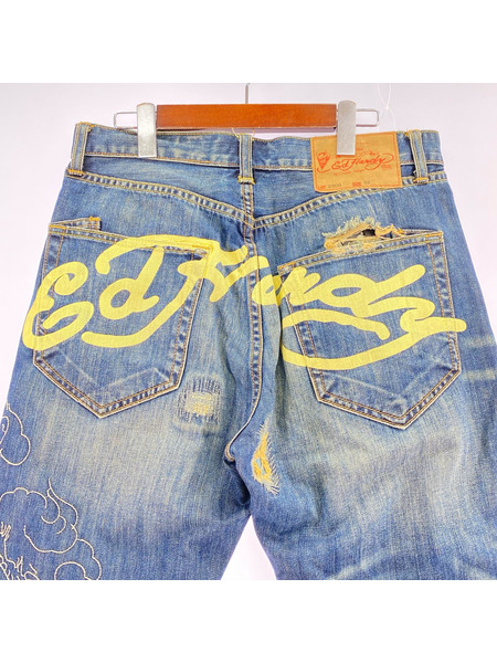 Ed Hardy デニム・ジーンズ 2009 刺繍 プリント ダメージ デニム  32
