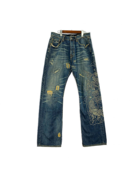 Ed Hardy デニム・ジーンズ 2009 刺繍 プリント ダメージ デニム  32