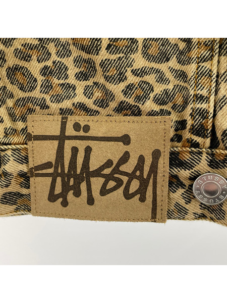 STUSSY デニムジャケット DENIM TRUCKER JACKET LEOPARD (M)