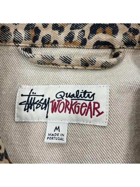STUSSY デニムジャケット DENIM TRUCKER JACKET LEOPARD (M)