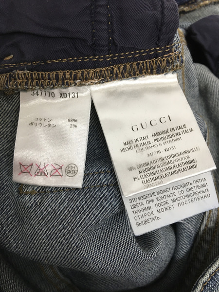 GUCCI GG刺繍ダメージ加工スキニーデニムパンツ (W31)｜商品番号