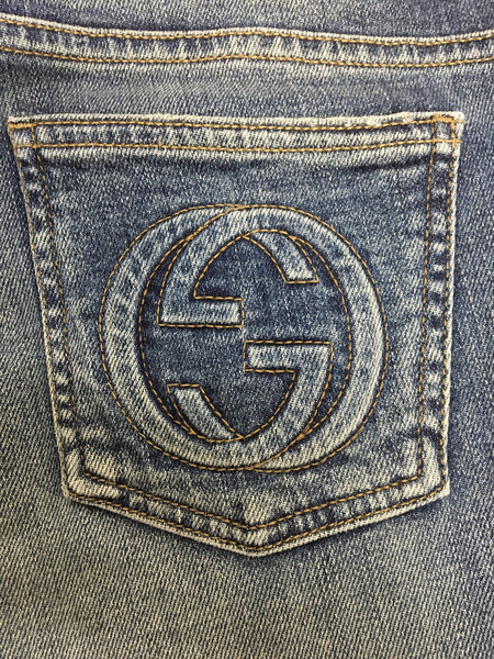 GUCCI GG刺繍ダメージ加工スキニーデニムパンツ (W31)｜商品番号