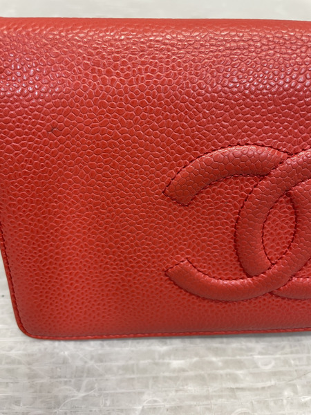 CHANEL キャビアスキン ココマーク 長財布 コーラル 17479049