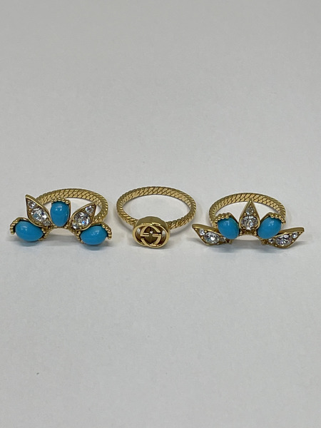 GUCCI クリスタルブルー 三連リング