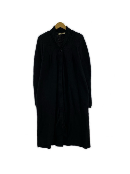 80s~ COMME des GARCONS ショールカラー 切替 デザインニットカーディガン 黒