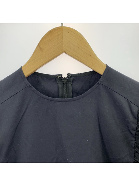 YOKO CHAN 半袖シャツ ヨーコチャン フリルブラウス 黒 (38) YCB-123-364[値下]