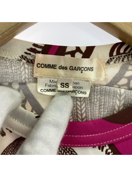 COMME des GARCONS07年 変形ボックスシルエット ノースリーブ ヘアスタイル柄 ピンク