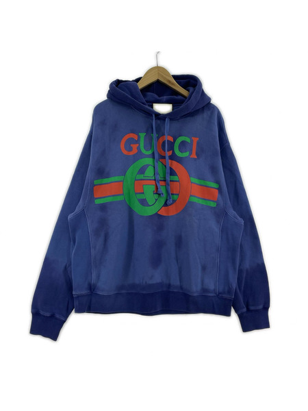 メンズラグ衣料 インターロッキング Gプリントプルオーバーパーカー -M