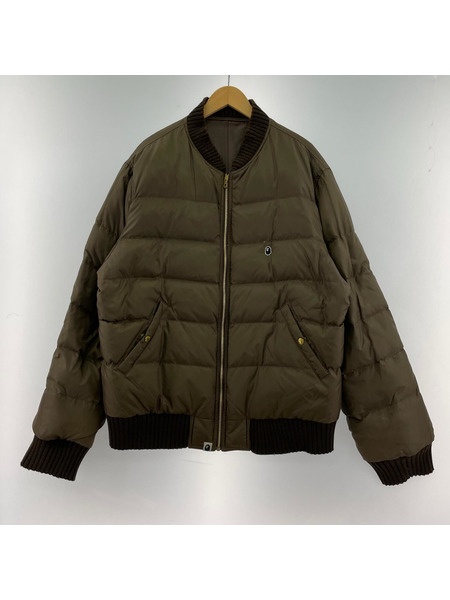 A BATHING APE リバーシブルレザーダウンジャケット 茶 (XXL)