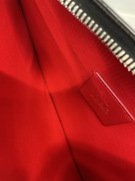 C.Louboutin レザー×ラバー ロゴクラッチバッグ レッド×グレー