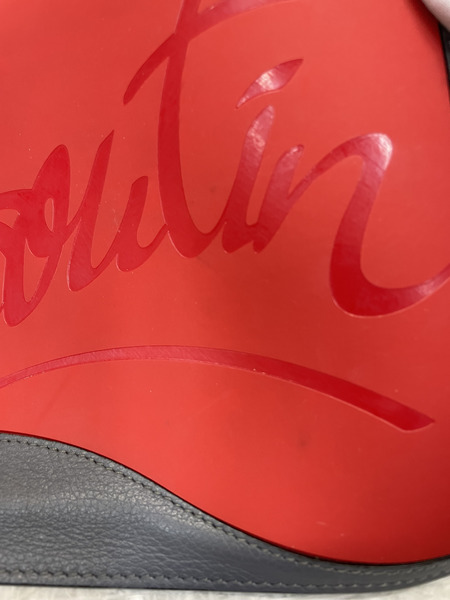 C.Louboutin レザー×ラバー ロゴクラッチバッグ レッド×グレー