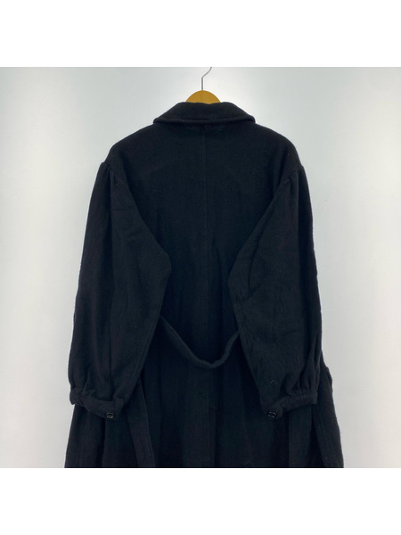 TAO COMME des GARCONS 22年 ウールナイロンビエタ製品縮絨 丸襟 トレンチコート