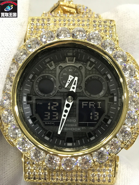 CASIO G-SHOCK 金色/ラインス-トンブレス　ｶｽﾀﾑ品