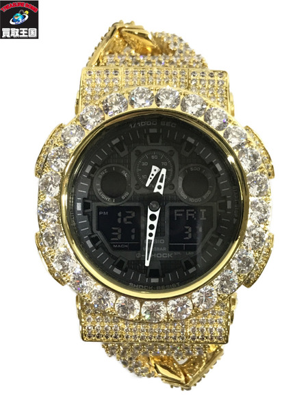 CASIO G-SHOCK 金色/ラインス-トンブレス　ｶｽﾀﾑ品