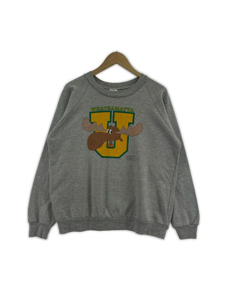 OLD・VINTAGE 80s BULLWINKE プリント スウェット 灰 (L)