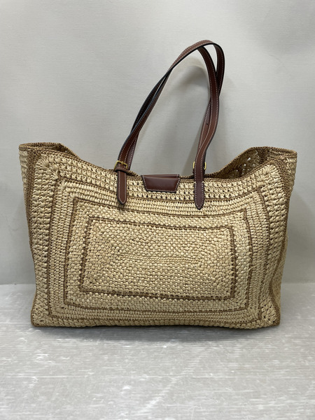 ANYA HINDMARCH ラフィア・ボウ・トート リボンロゴトリミングカゴバッグ