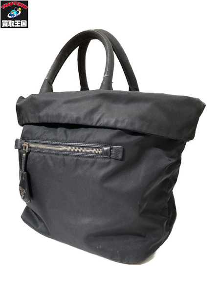 ハンドバッグ PRADA テスート　2WAY リバーシブル　ナイロン　トートバッグ　黒