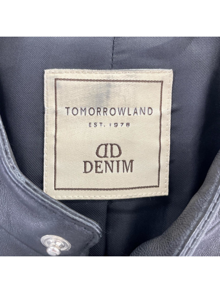 TOMORROWLAND×DENIM ラムレザー シングルライダースジャケット 46 ブラック