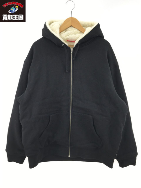 Supreme 22AW FAUX FUR LINED ZIP UP HOODED SWEATSHIRT L ブラック