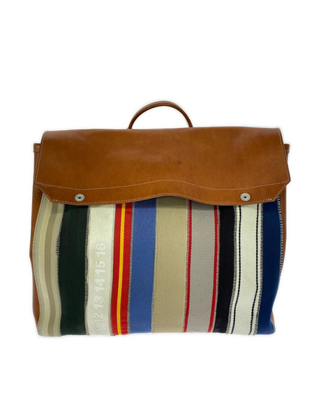 MAISON MARGIELA 18SS マルチストライプ レザー バックパック ブラウン×マルチ